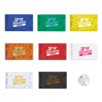 Creditcard mintdispenser met ca. 8 gr. mintjes en ingredienten label TAMPONDRUK