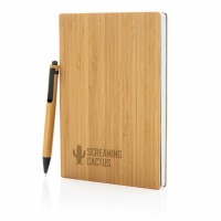 A5 Bamboe notitieboek & pen set, bruin