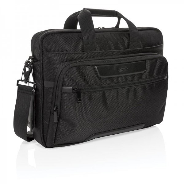Swiss Peak RPET Voyager RFID 15.6" laptop tas, zwart