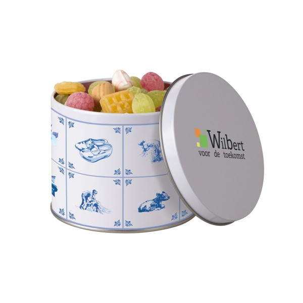 Delftsblauw blik met oudhollands snoep