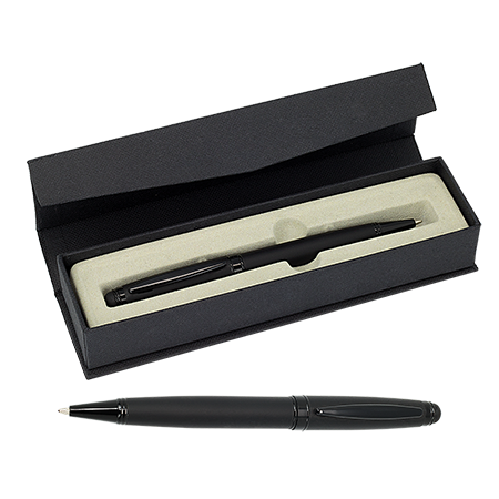 NEGROS doosje met 1 touch balpen metaal Peekay