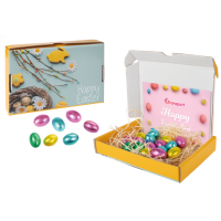 Geel paasdoosje paaseitjes