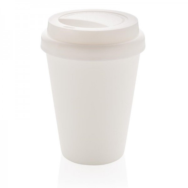 Herbruikbare dubbelwandige koffiebeker 300ml, wit