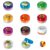 Kunststof rond potje gekleurd deksel met ca. 12 gr. jelly beans DIGITAAL tot in full colour