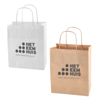 Papieren tas wit en bruin 32 x 41 x 12 cm