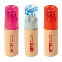 BISA 6 kleurpotloden in kokertje met gekleurde puntenslijper Peekay