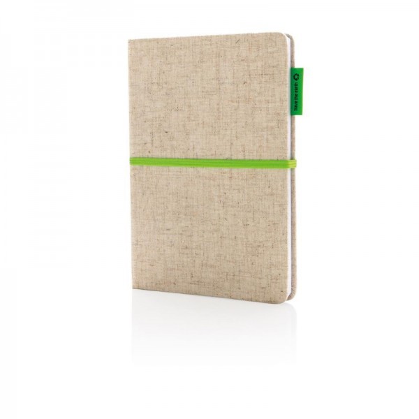A5 Eco jute katoen notitieboek, groen