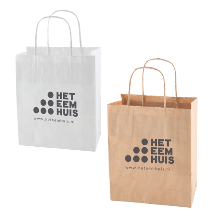Papieren tas wit en bruin 32 x 41 x 12 cm