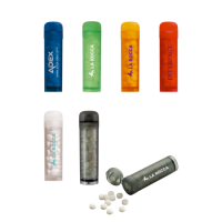 Mint tube met ca. 11 gr. mintjes en ingredienten label.