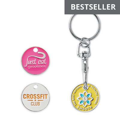 Metalen sleutelhanger met winkelwagenmuntje classic