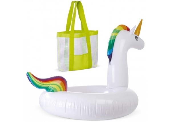 Opblaasbare eenhoorn Charly met strandtas