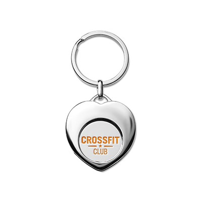 Metalen sleutelhanger met winkelwagenmuntje hartje