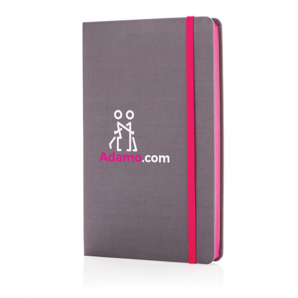 A5 Deluxe stoffen notitieboek met gekleurde zijde