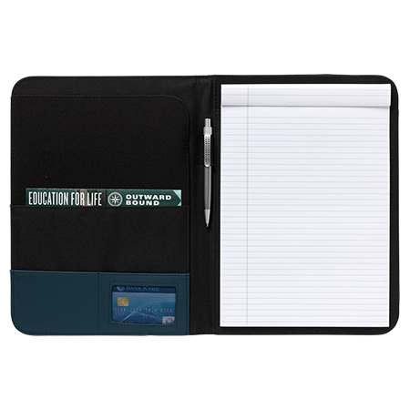 Schrijf-/documentatiemap A4 met pennenlus schrijfblok en pen van 600D nylon en imitatieleer