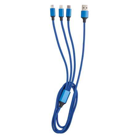 3 in 1 snellaadkabel textiel/metaal