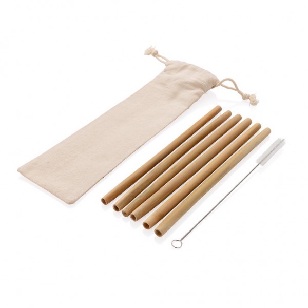 Herbruikbaar ECO bamboe rietje set 6 stuks