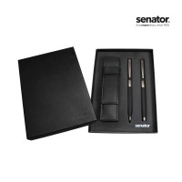 senator® Image black Line Set (balpen+ Rollerball in Box mit lederen etui)