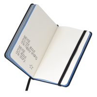 Notitieboekje A6 zwart met kleuropsnede, elastiek en leeslint, 60 pagina`s