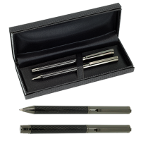 SAMAR pennenset metaal/carbon fiber met 1 balpen en 1 rollerball Peekay