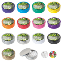 Rond click clack blik 45 mm met 12 gr. mintjes DIGITAAL tot full colour