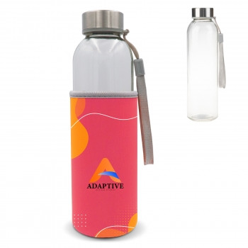 Waterfles glas met custom-made sleeve 500ml