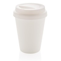 Herbruikbare dubbelwandige koffiebeker 300ml, wit