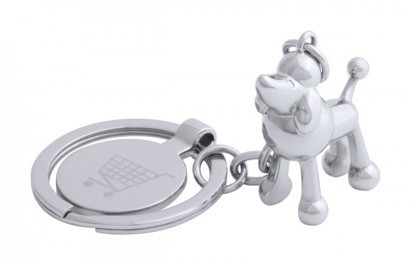 winkelwagenmuntje sleutelhanger, hond