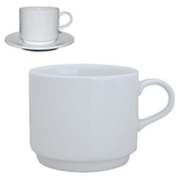 Q Basic Stapelbare Koffie Kop hoog wit 22 cl.