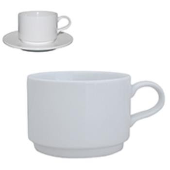 Q Basic Stapelbare Koffie Kop laag wit 18 cl.