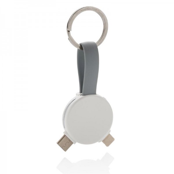 3-in-1 ronde sleutelhanger kabel, wit