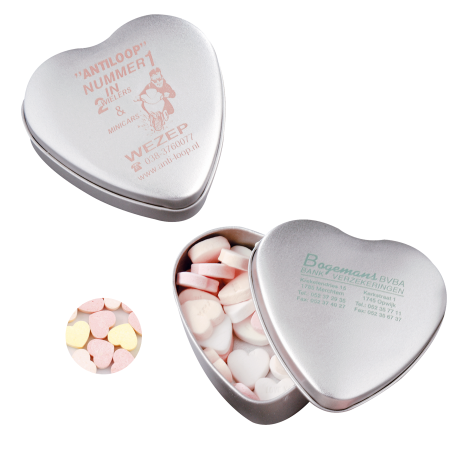 Hart blik zilver met ca. 80 gr. hartjes