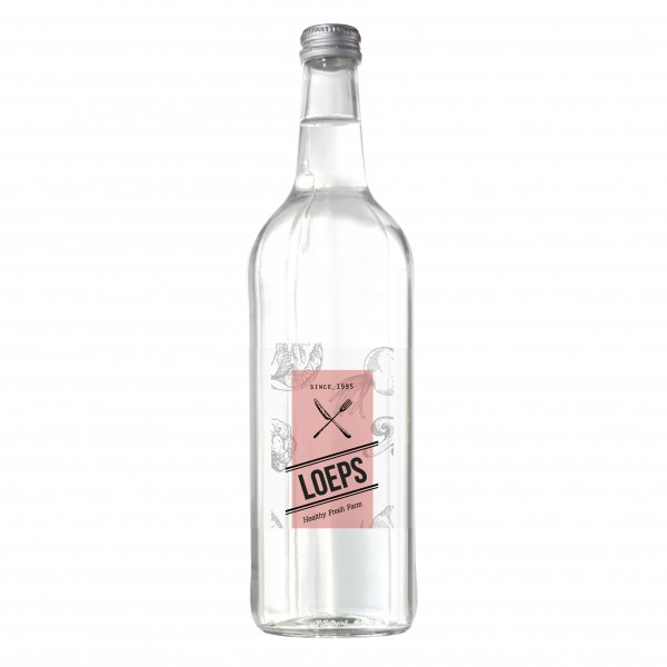 Glazen fles met 750 ml bronwater