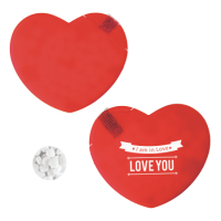 Hart mintdispenser met ca. 8 gr. mintjes en ingredienten label TAMPONDRUK