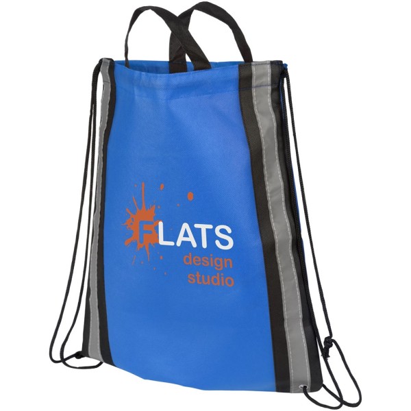 Reflective non woven rugzak met trekkoordsluiting 31,5 x 42 cm